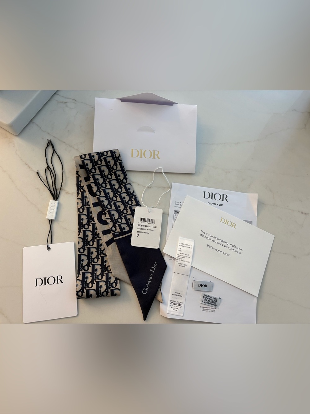 Dior oblique mitzah scarf blue marine